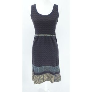 Peruvian Connection Dress Womens Small Navy Blue Sleeveless Knit Boho